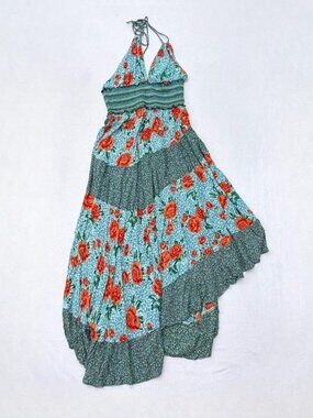 Intimately Free People Blue Floral Gabriela Slip Dress Sz L Summer Spring Boho